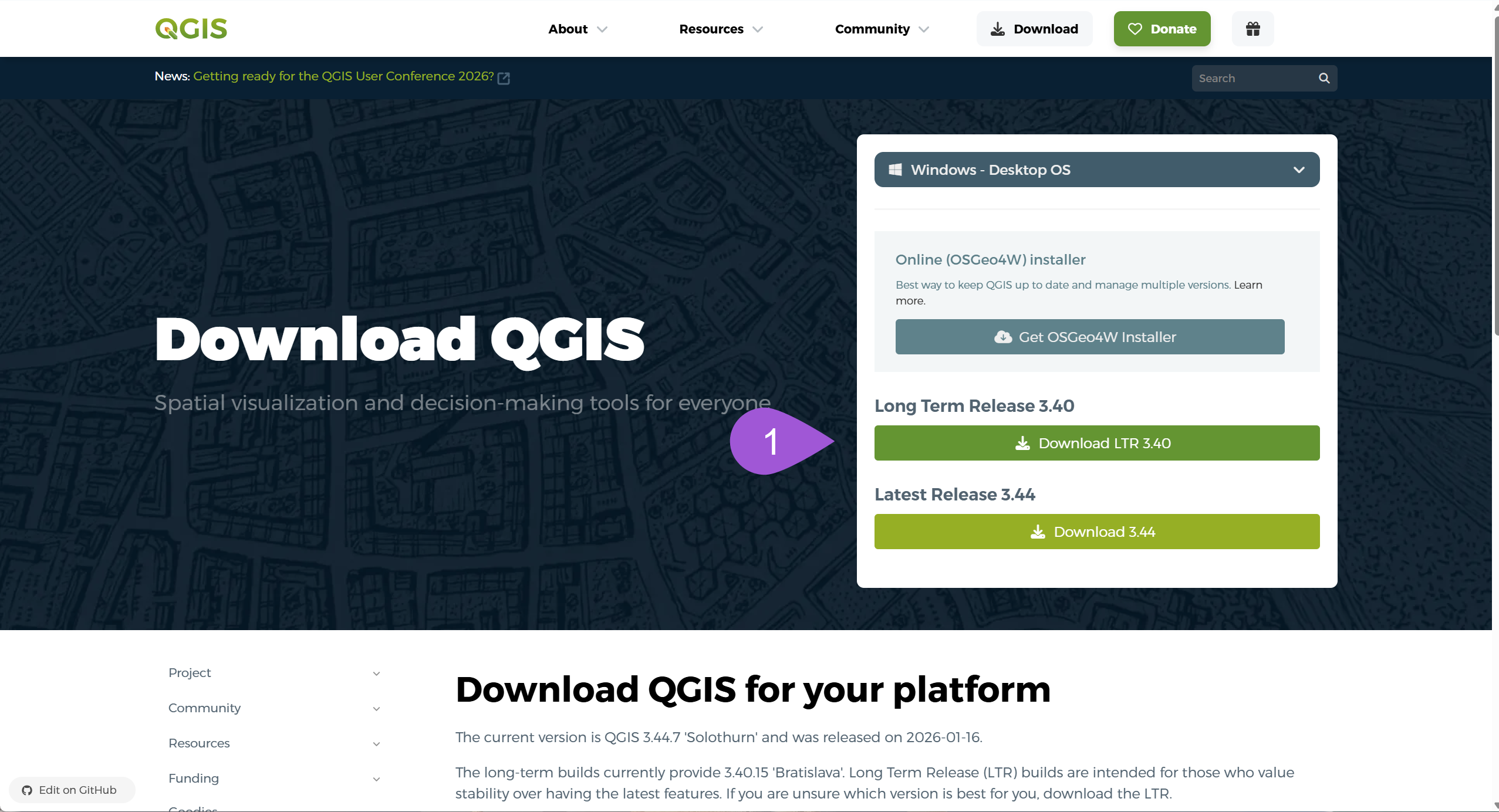 Step 1: Download and install QGIS Desktop Long Term Release (LTR)